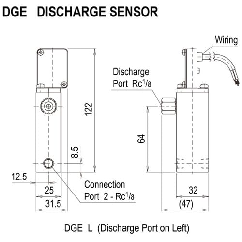 Showa Centralised Lubrication System - Accessories - Monitoring Accessories - DGE Sensor - Drawing 1