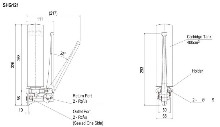 Showa Centralised Lubrication System - Grease Systems - Manual - Manual Sign Pump SHG - Drawing 2