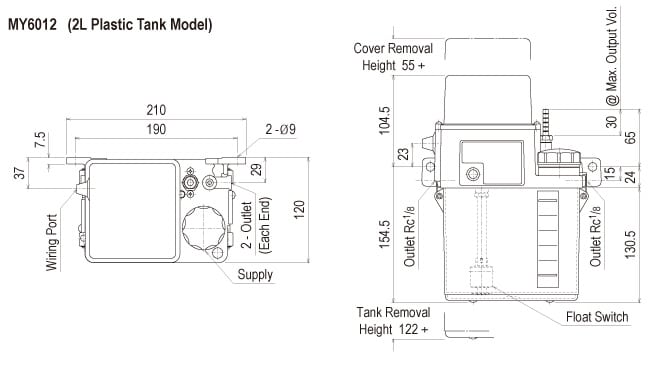 Showa Centralised Lubrication System - Resistance Motarised Pump Units - Accumulator Pump - MY6 - Drawing
