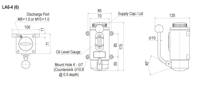 Showa Centralised Lubrication System- Resistance Motarised Pump Units - Manual Pumps - LA Hand Pump - Drawing