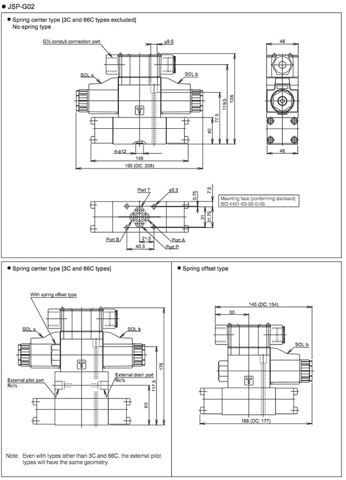 Daikin - Solenoid Operated Directional Control Valves - JS Series Valves - Drawing 3