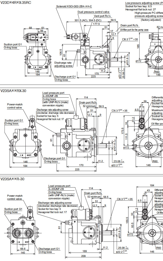 Daikin - V Series Variable Displacement Piston Pumps - V Series Piston Pumps - Drawing 10