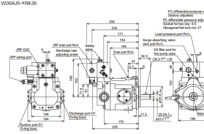 Daikin - V Series Variable Displacement Piston Pumps - V Series Piston Pumps - Drawing 11
