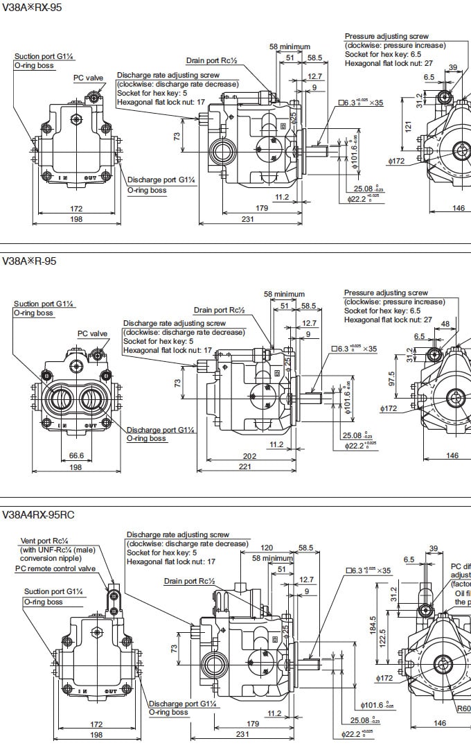 Daikin - V Series Variable Displacement Piston Pumps - V Series Piston Pumps - Drawing 12