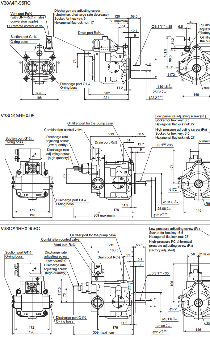 Daikin - V Series Variable Displacement Piston Pumps - V Series Piston Pumps - Drawing 13