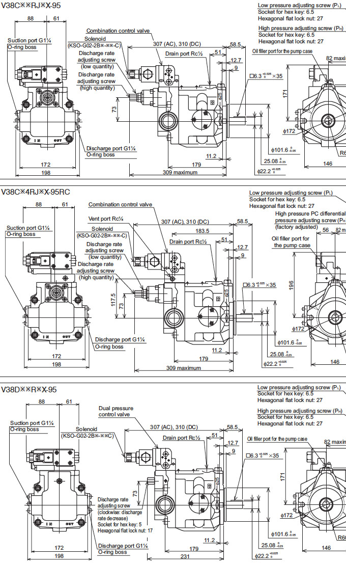Daikin - V Series Variable Displacement Piston Pumps - V Series Piston Pumps - Drawing 14