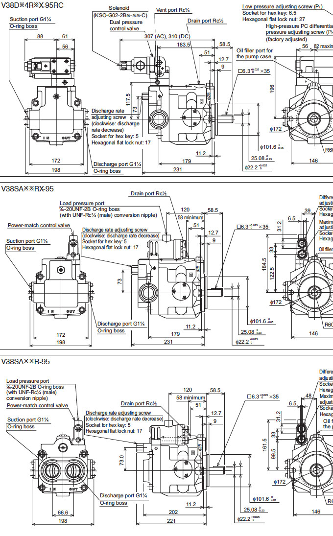 Daikin - V Series Variable Displacement Piston Pumps - V Series Piston Pumps - Drawing 15