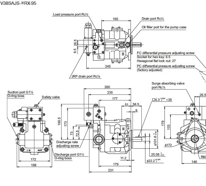 Daikin - V Series Variable Displacement Piston Pumps - V Series Piston Pumps - Drawing 16