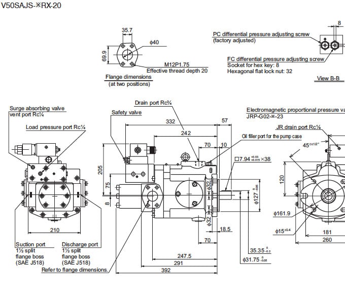 Daikin - V Series Variable Displacement Piston Pumps - V Series Piston Pumps - Drawing 18