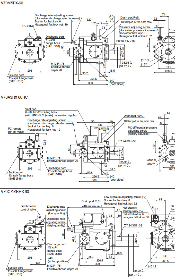 Daikin - V Series Variable Displacement Piston Pumps - V Series Piston Pumps - Drawing 19