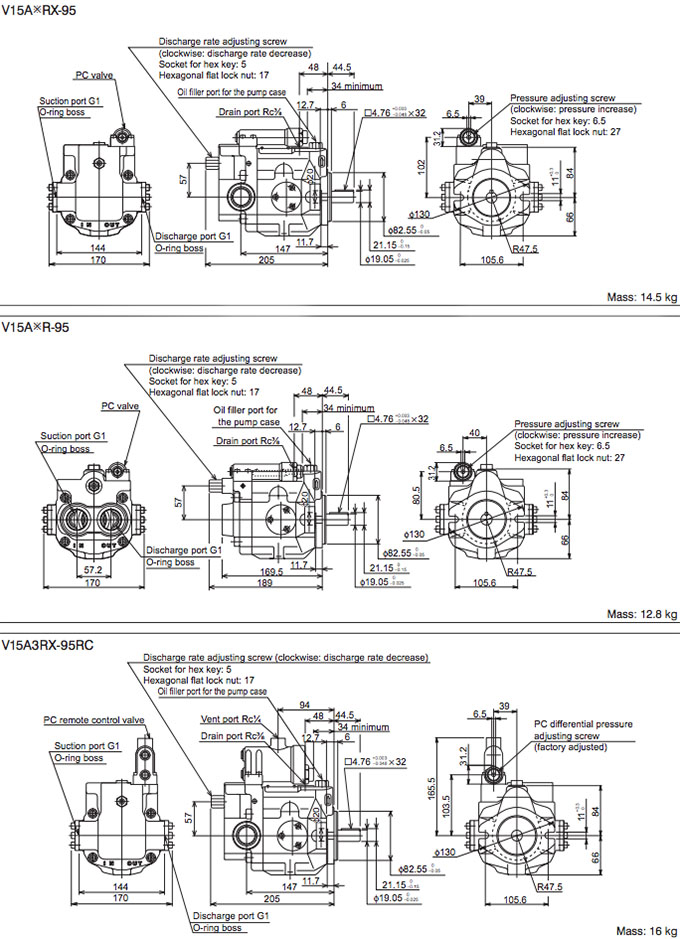 Daikin - V Series Variable Displacement Piston Pumps - V Series Piston Pumps - Drawing 2