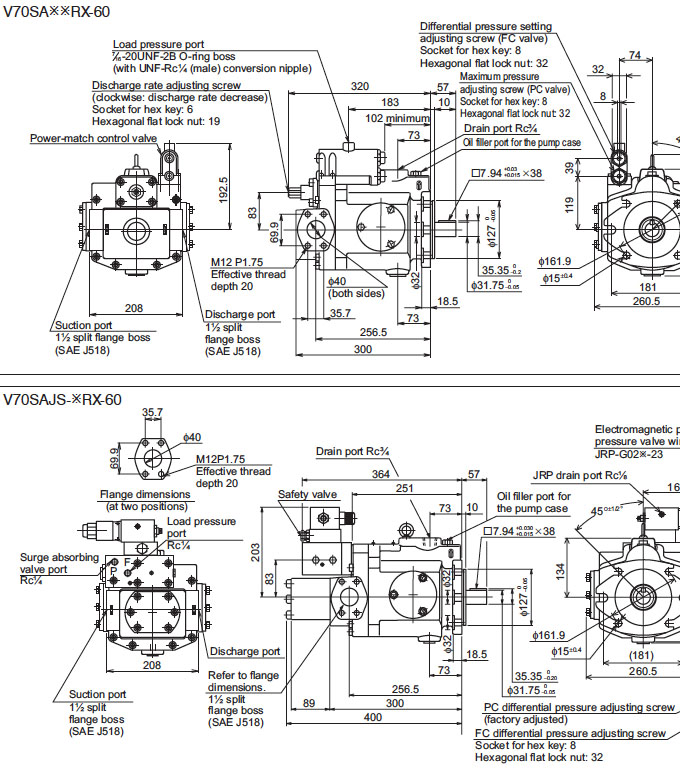 Daikin - V Series Variable Displacement Piston Pumps - V Series Piston Pumps - Drawing 20