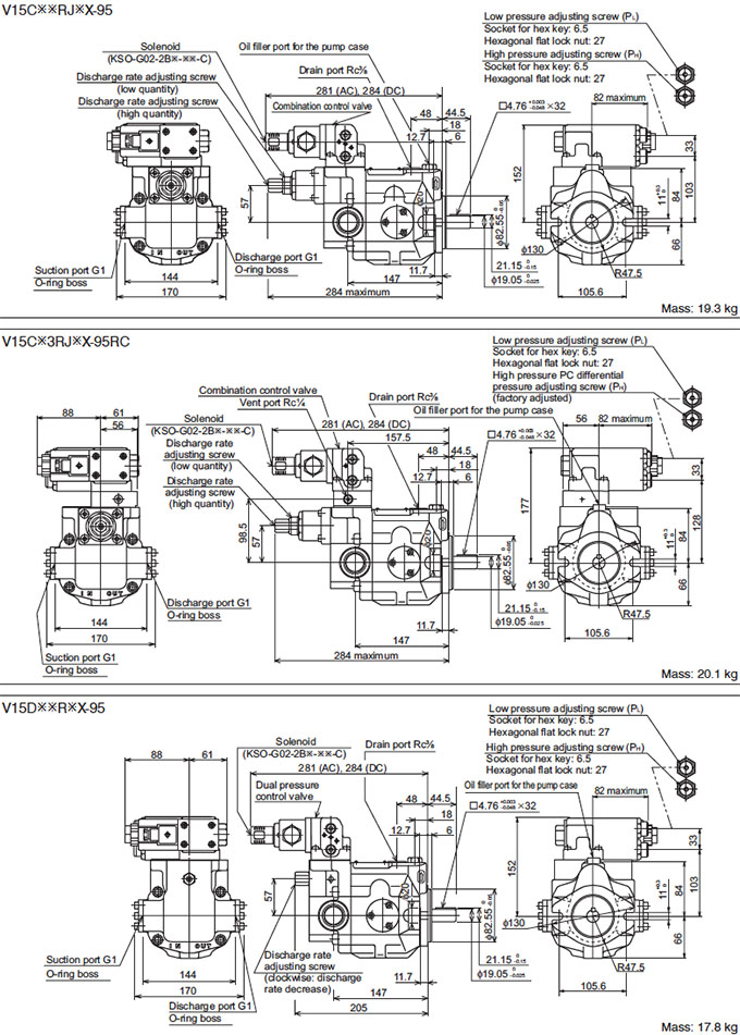 Daikin - V Series Variable Displacement Piston Pumps - V Series Piston Pumps - Drawing 4