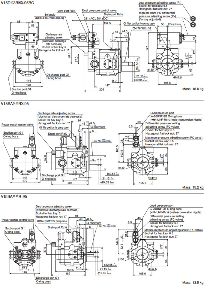 Daikin - V Series Variable Displacement Piston Pumps - V Series Piston Pumps - Drawing 5