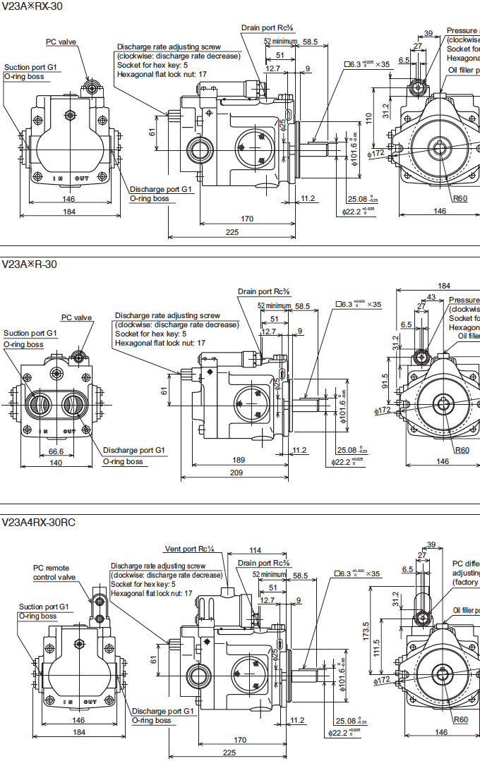 Daikin - V Series Variable Displacement Piston Pumps - V Series Piston Pumps - Drawing 7