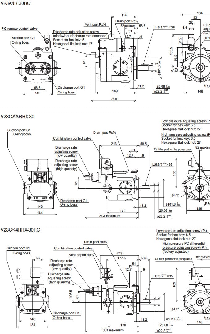 Daikin - V Series Variable Displacement Piston Pumps - V Series Piston Pumps - Drawing 8