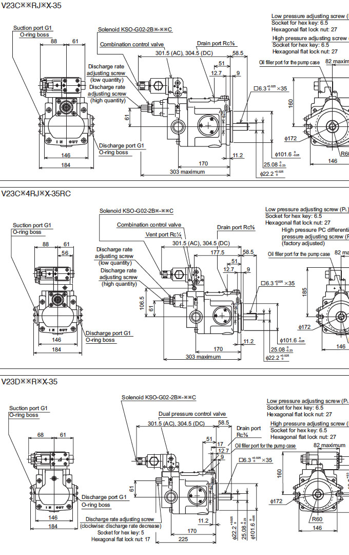 Daikin - V Series Variable Displacement Piston Pumps - V Series Piston Pumps - Drawing 9