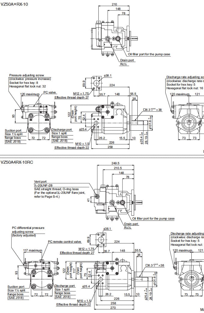 Daikin - V Series Variable Displacement Piston Pumps - VZ Series Piston Pumps - Drawing 1