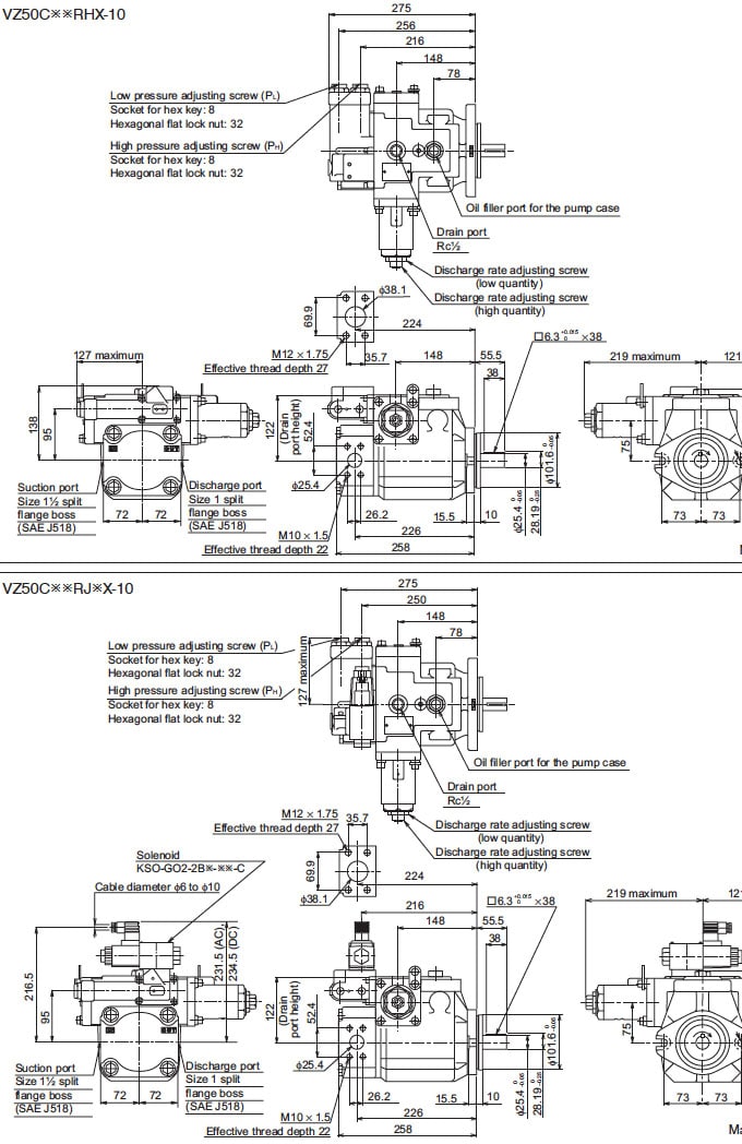 Daikin - V Series Variable Displacement Piston Pumps - VZ Series Piston Pumps - Drawing 2